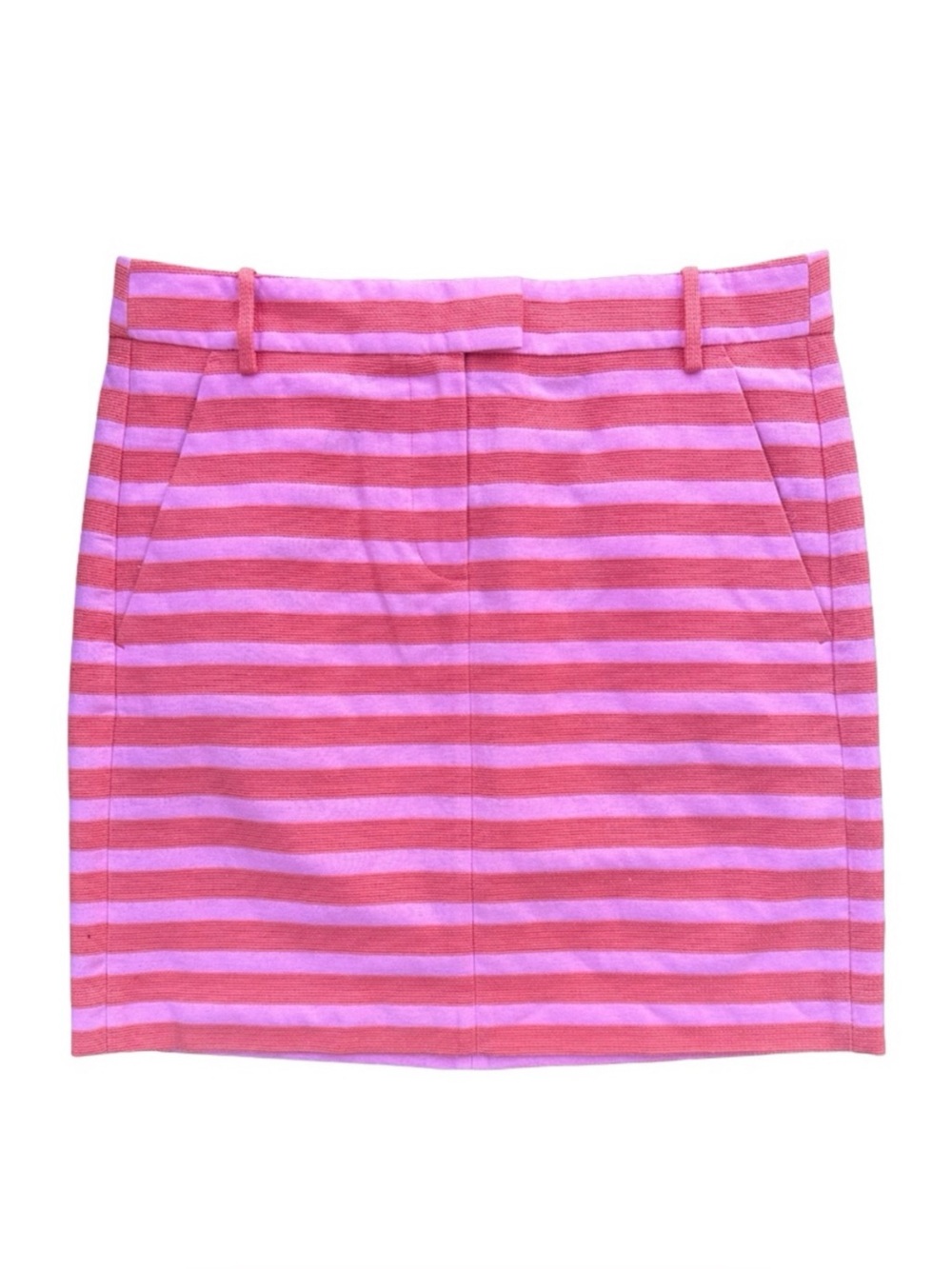J CREW Striped Mini Skirt Womens 4 Short Unlined Cotton Blend Pink Orange A-line